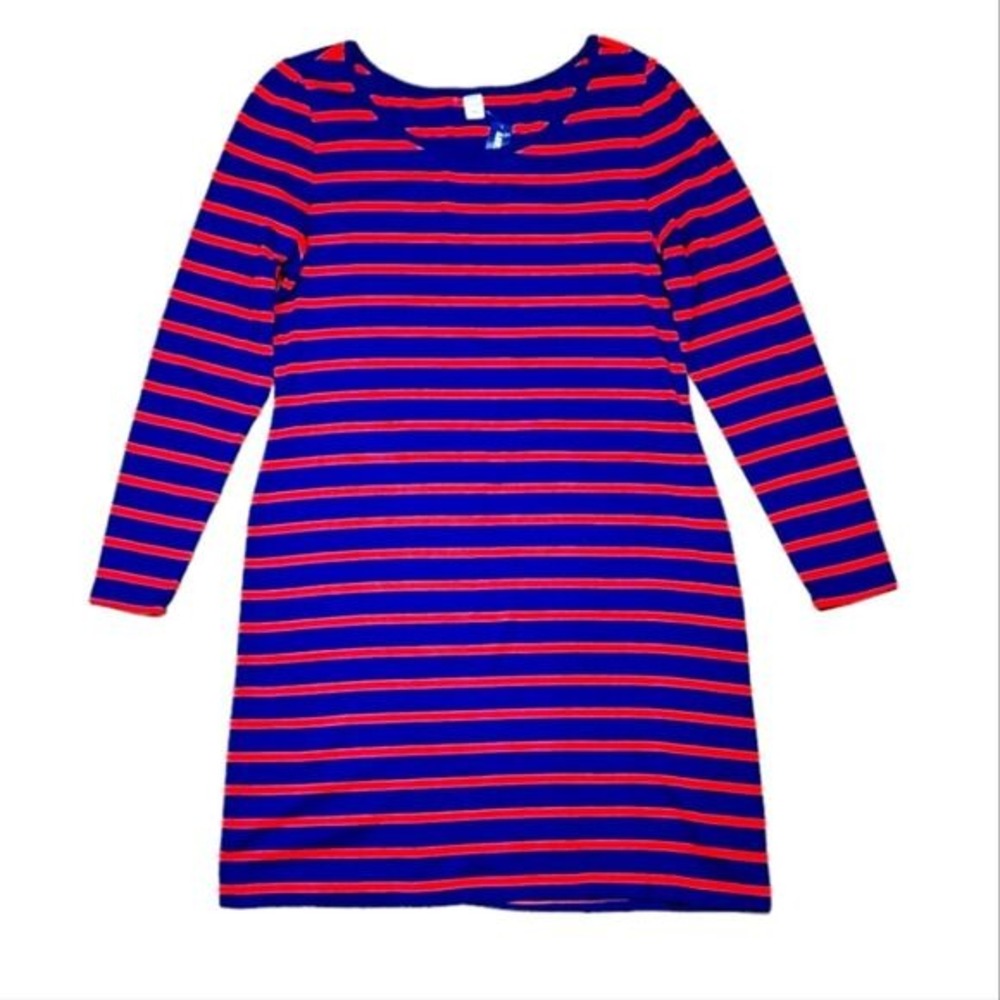 NWT Old Navy Striped Dress Size XL Red Blue Cotton Preppy Coquette Casual Basic